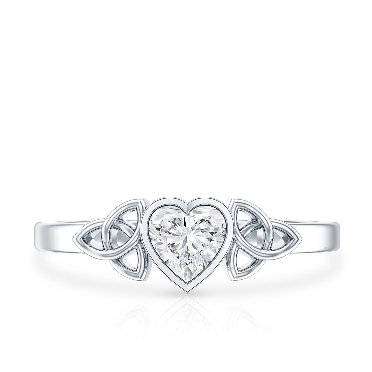 Heart Shape Lab Grown Diamond Solitaire Celtic Ring
