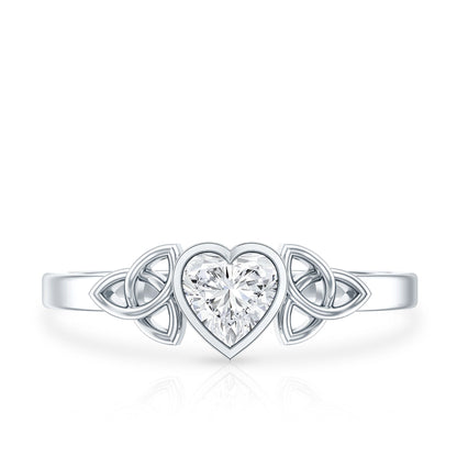 Heart Shape Lab Grown Diamond Solitaire Celtic Ring