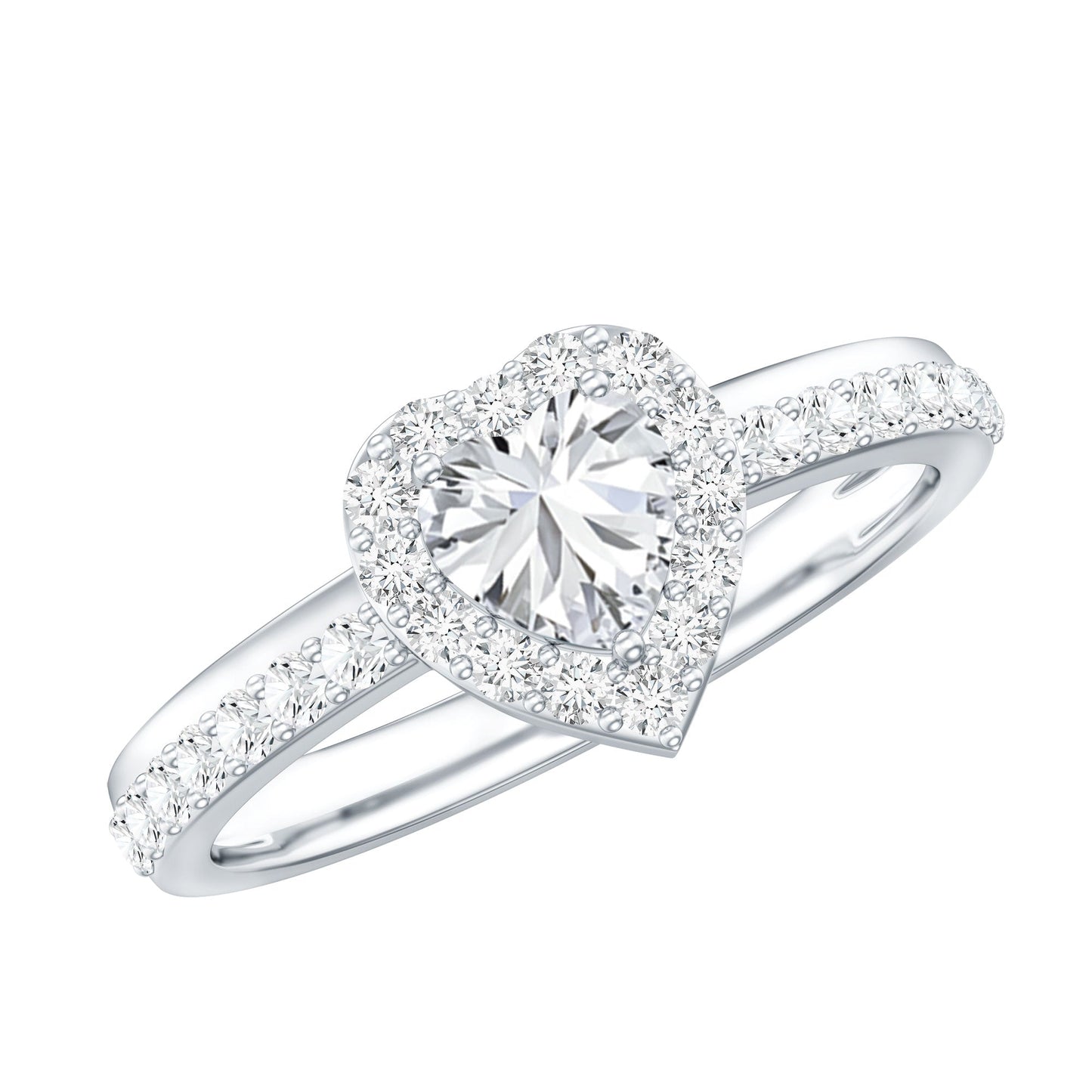 Heart Shape Lab Grown Diamond Engagement Ring with Halo