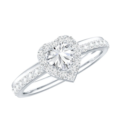 Heart Shape Lab Grown Diamond Engagement Ring with Halo