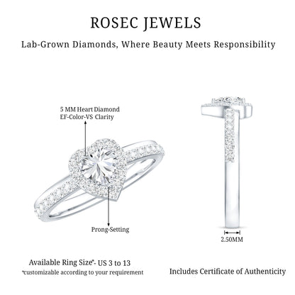Heart Shape Lab Grown Diamond Engagement Ring with Halo