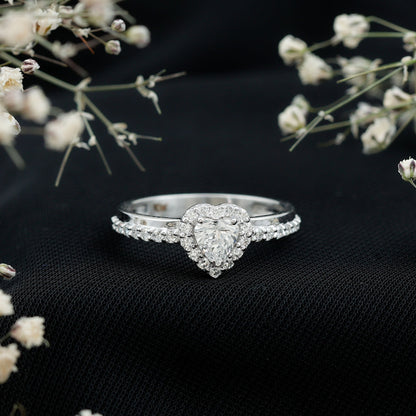 Heart Shape Lab Grown Diamond Engagement Ring with Halo