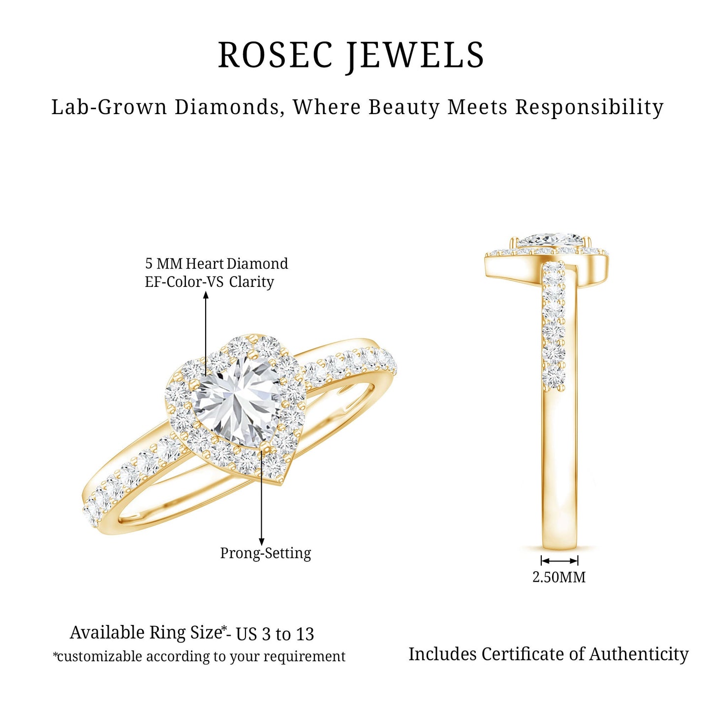 Heart Shape Lab Grown Diamond Engagement Ring with Halo