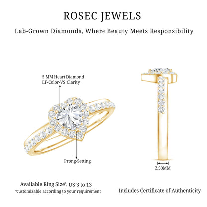 Heart Shape Lab Grown Diamond Engagement Ring with Halo