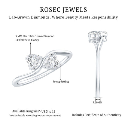 Heart Shape Lab Grown Diamond Toi Et Moi Promise Ring