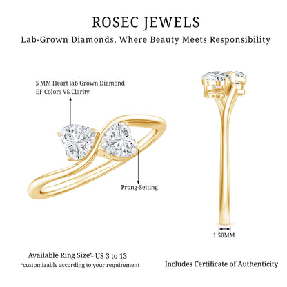 Heart Shape Lab Grown Diamond Toi Et Moi Promise Ring