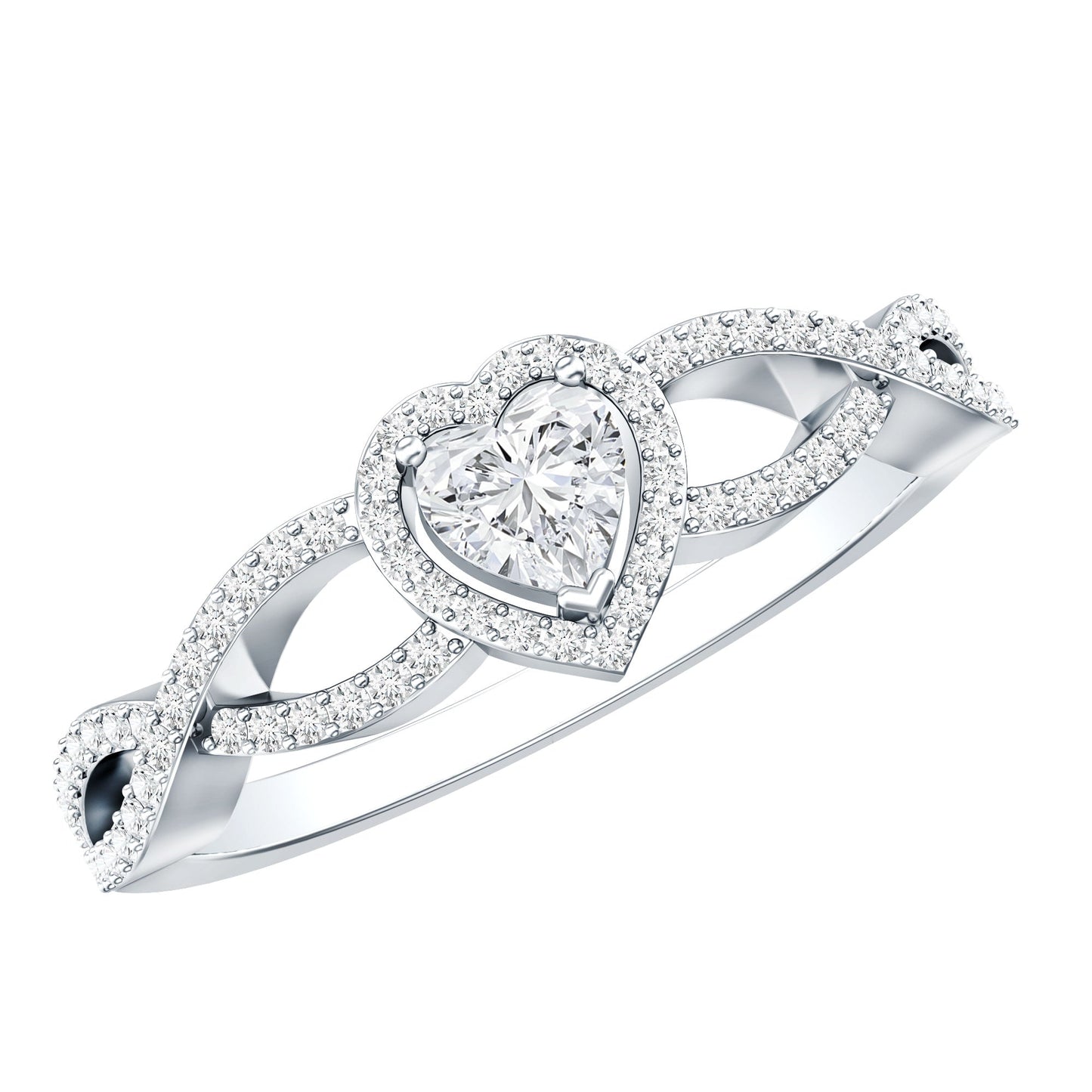 Heart Shape Lab Grown Diamond Criss Cross Engagement Ring