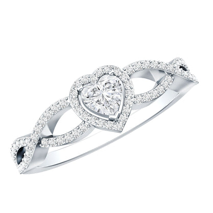 Heart Shape Lab Grown Diamond Criss Cross Engagement Ring