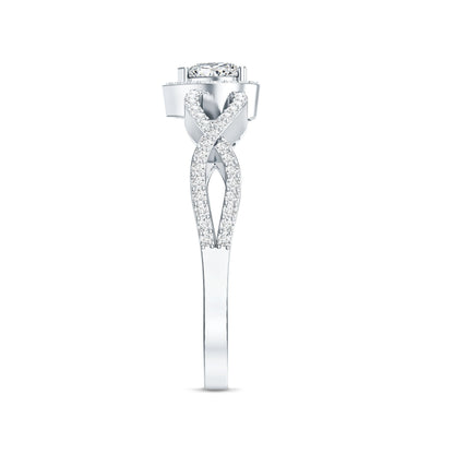 Heart Shape Lab Grown Diamond Criss Cross Engagement Ring