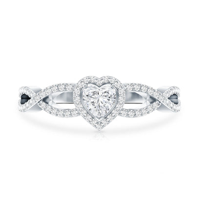 Heart Shape Lab Grown Diamond Criss Cross Engagement Ring