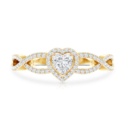 Heart Shape Lab Grown Diamond Criss Cross Engagement Ring
