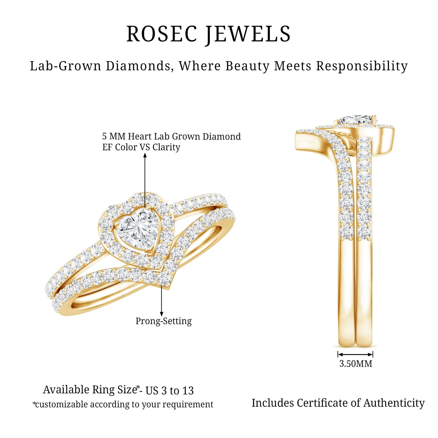 Heart Shape Lab Grown Diamond Bridal Ring Set