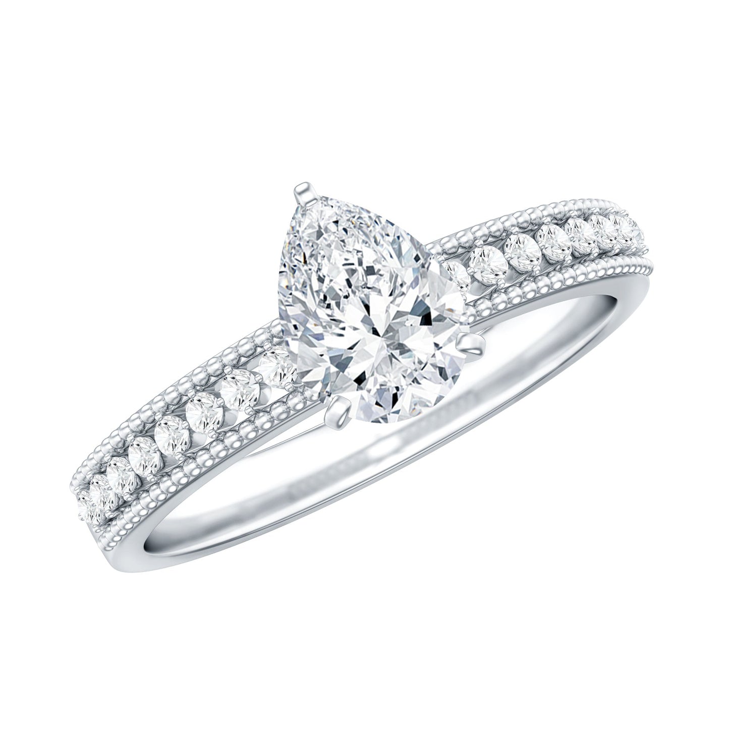 Pear Shaped Lab Grown Diamond Solitaire Engagement Ring