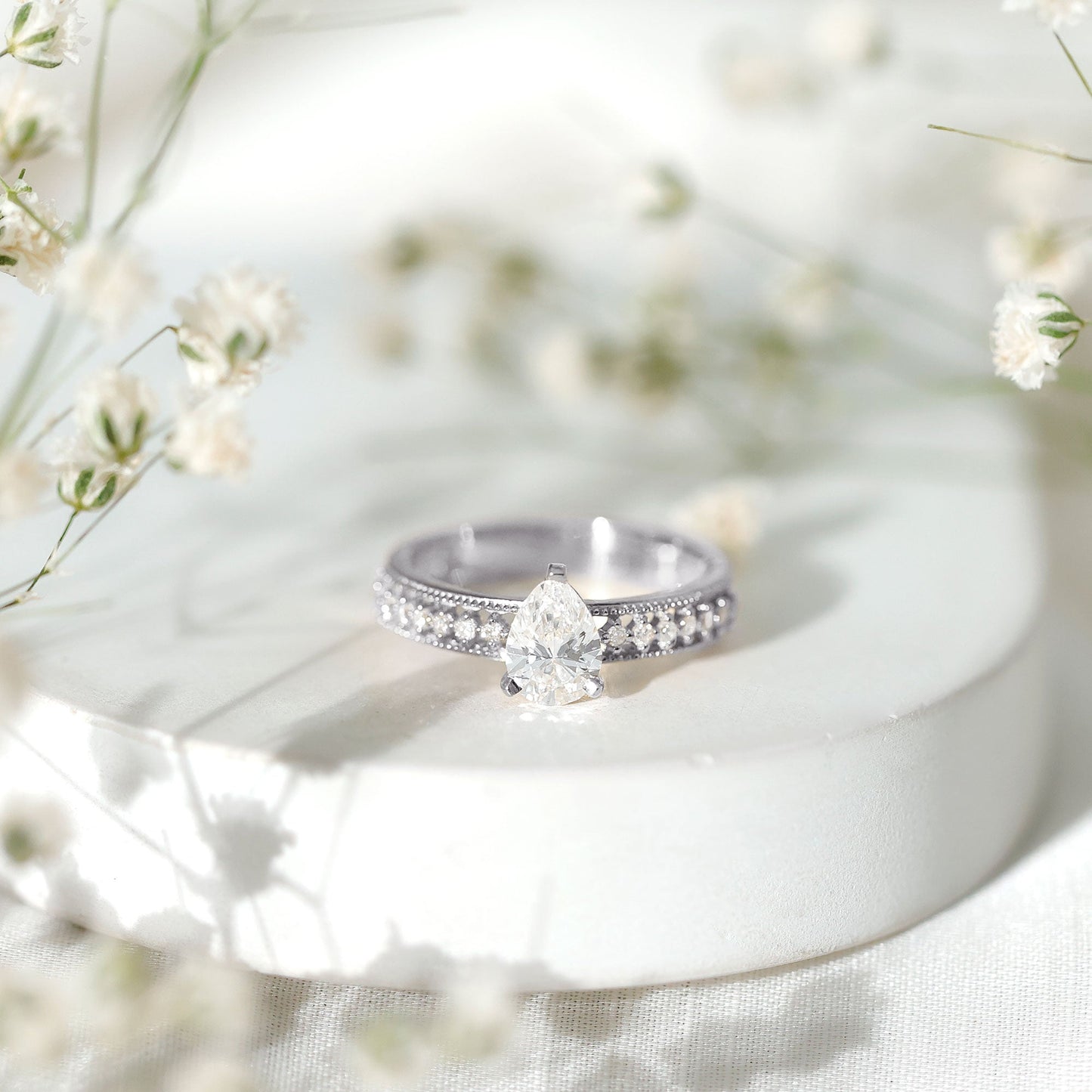 Pear Shaped Lab Grown Diamond Solitaire Engagement Ring