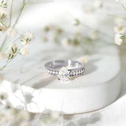 Pear Shaped Lab Grown Diamond Solitaire Engagement Ring