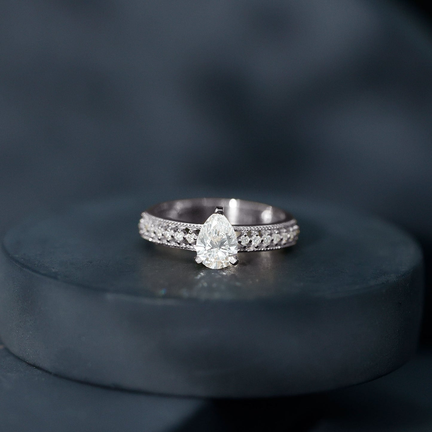 Pear Shaped Lab Grown Diamond Solitaire Engagement Ring