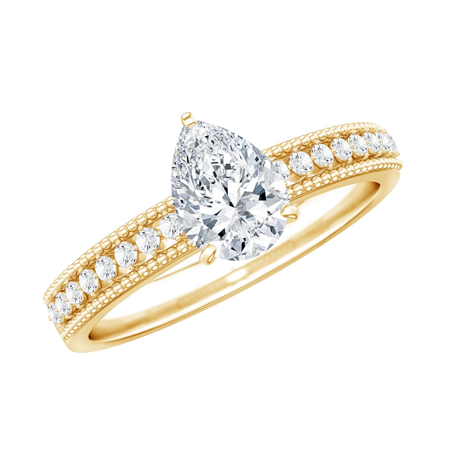 Pear Shaped Lab Grown Diamond Solitaire Engagement Ring