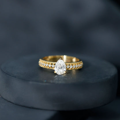 Pear Shaped Lab Grown Diamond Solitaire Engagement Ring