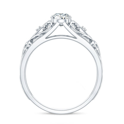 Pear Shaped Lab Created Diamond Solitaire Filigree Ring