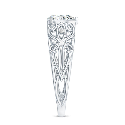 Pear Shaped Lab Created Diamond Solitaire Filigree Ring