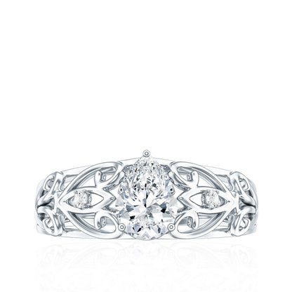 Pear Shaped Lab Created Diamond Solitaire Filigree Ring