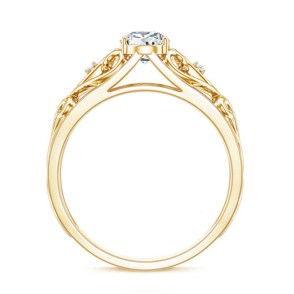 Pear Shaped Lab Created Diamond Solitaire Filigree Ring