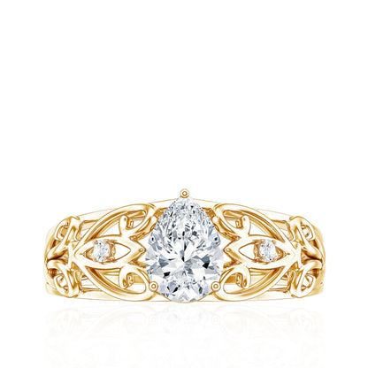 Pear Shaped Lab Created Diamond Solitaire Filigree Ring