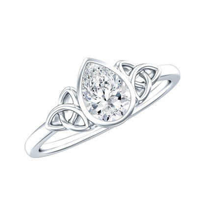 Pear Shape Lab Grown Diamond Solitaire Celtic Ring