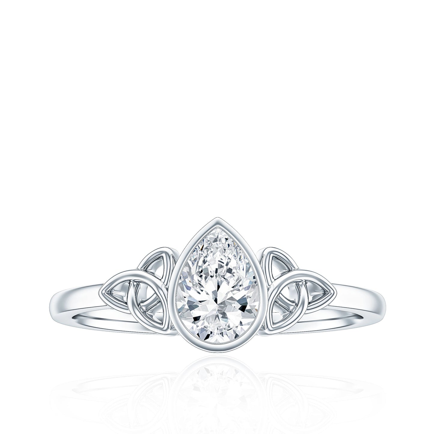 Pear Shape Lab Grown Diamond Solitaire Celtic Ring