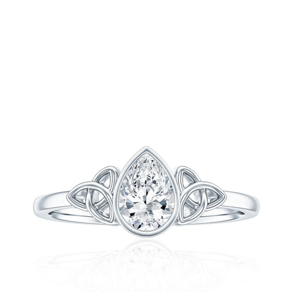 Pear Shape Lab Grown Diamond Solitaire Celtic Ring