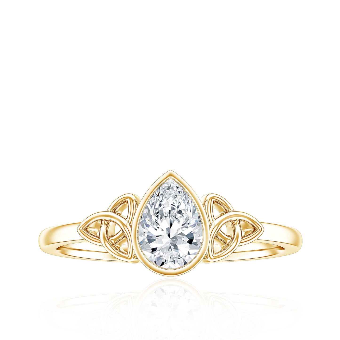 Pear Shape Lab Grown Diamond Solitaire Celtic Ring