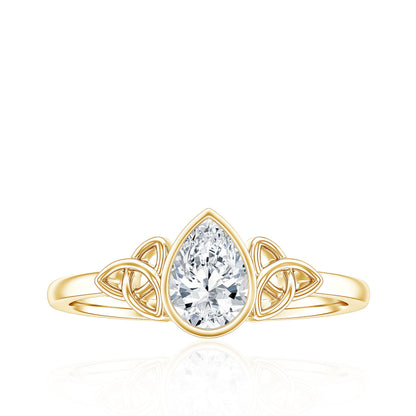 Pear Shape Lab Grown Diamond Solitaire Celtic Ring