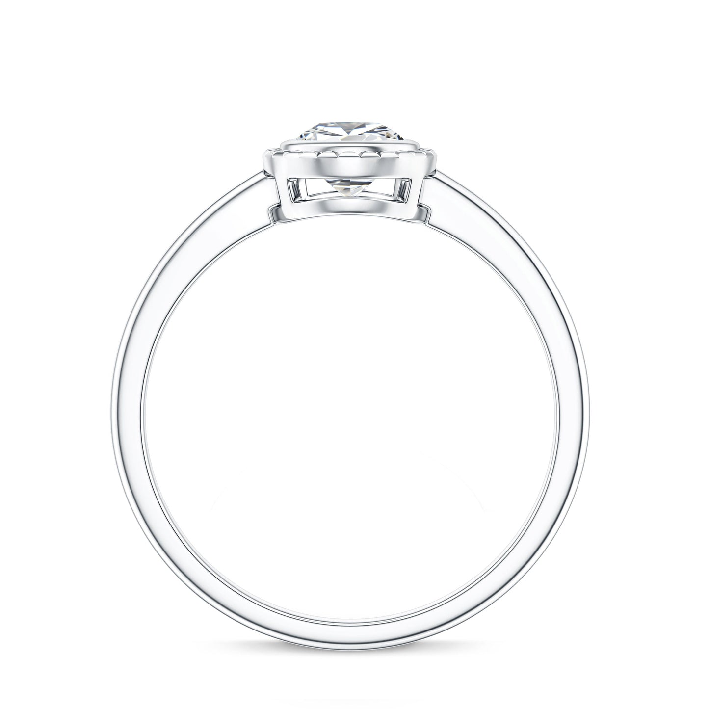Pear Cut Lab Grown Diamond Solitaire Ring with Engraved Details