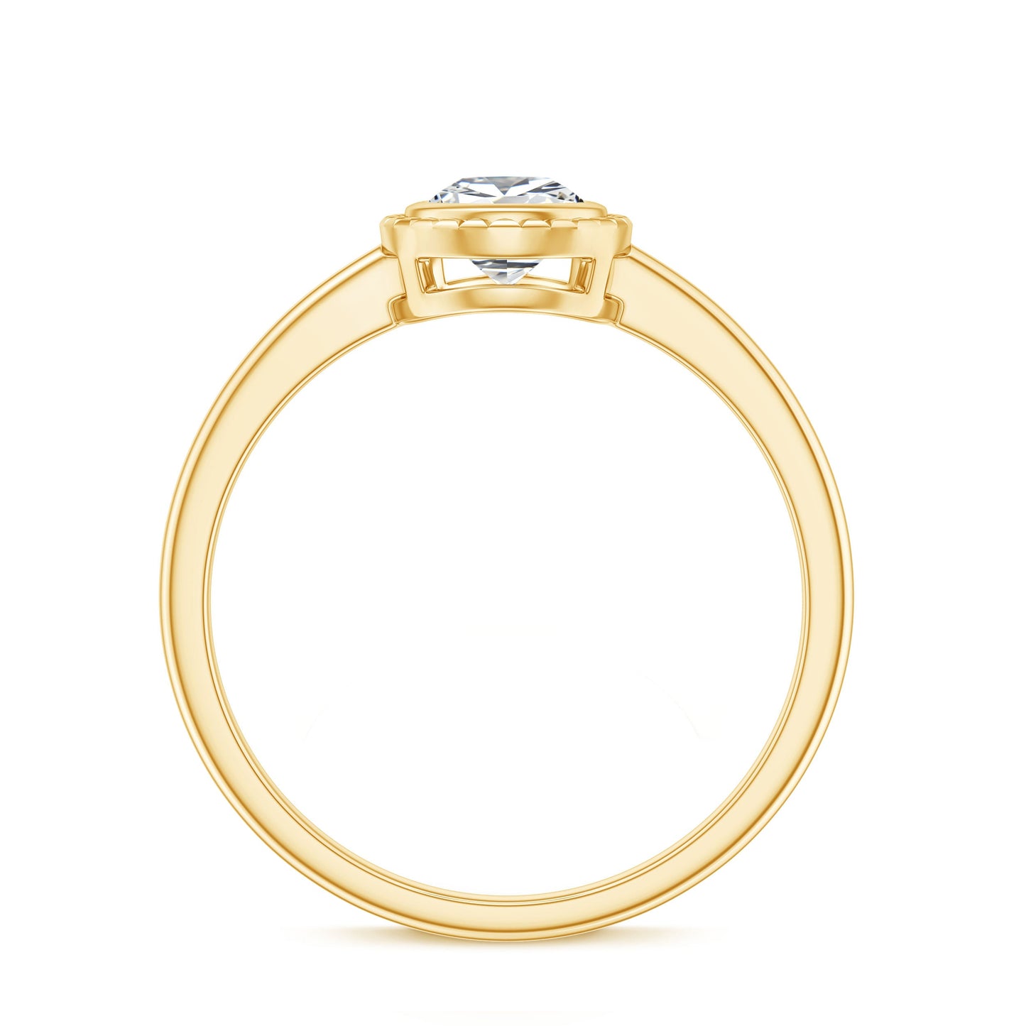 Pear Cut Lab Grown Diamond Solitaire Ring with Engraved Details