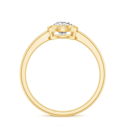 Pear Cut Lab Grown Diamond Solitaire Ring with Engraved Details