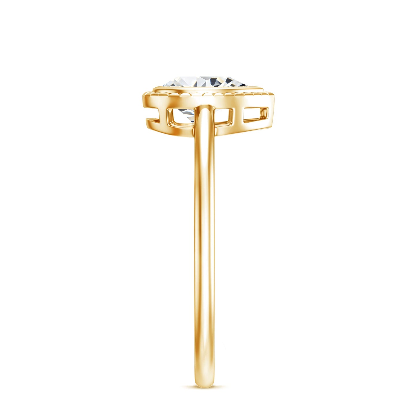 Pear Cut Lab Grown Diamond Solitaire Ring with Engraved Details