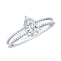 Pear Shaped Lab Grown Diamond Solitaire Ring with Beaded Detailing