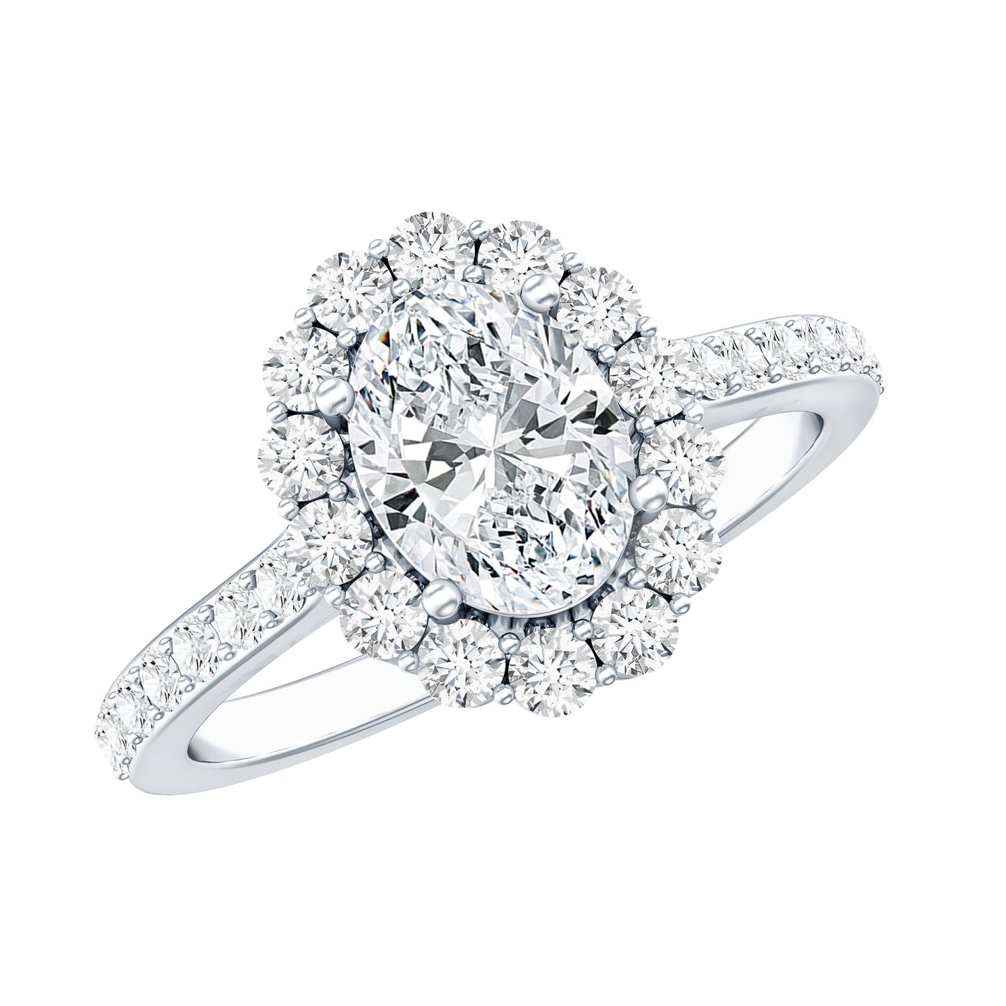 Oval Shape Lab Grown Diamond Halo Engagement Ring