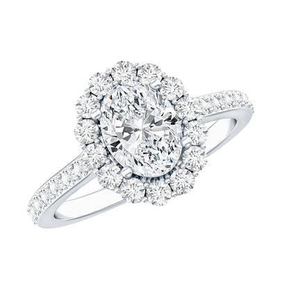 Oval Shape Lab Grown Diamond Halo Engagement Ring