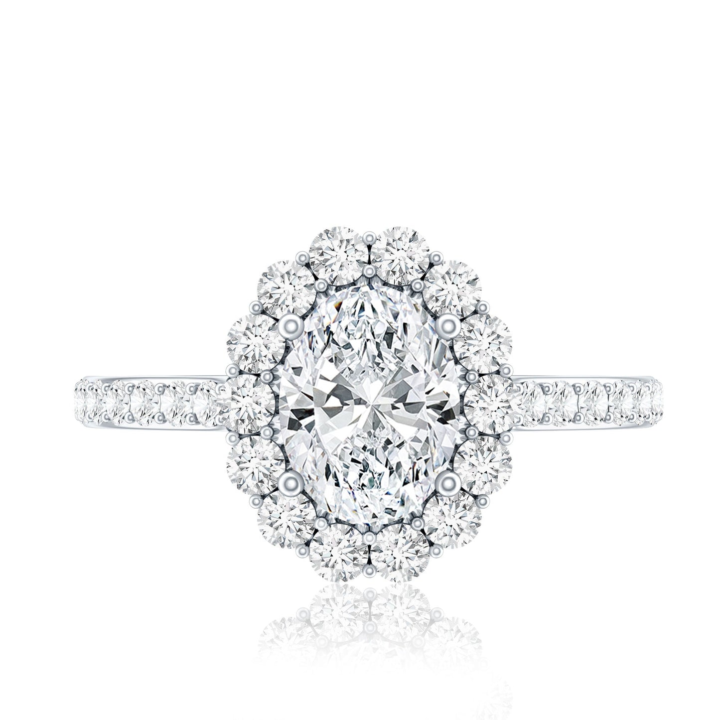 Oval Shape Lab Grown Diamond Halo Engagement Ring