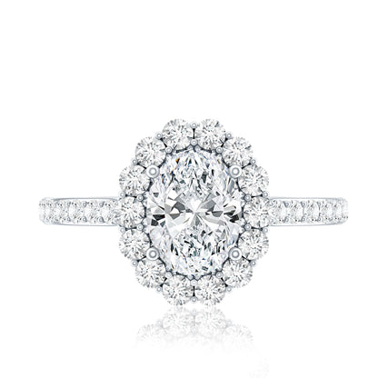Oval Shape Lab Grown Diamond Halo Engagement Ring