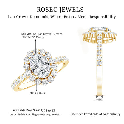 Oval Shape Lab Grown Diamond Halo Engagement Ring