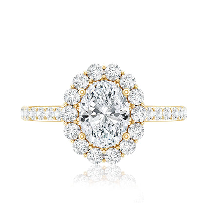 Oval Shape Lab Grown Diamond Halo Engagement Ring