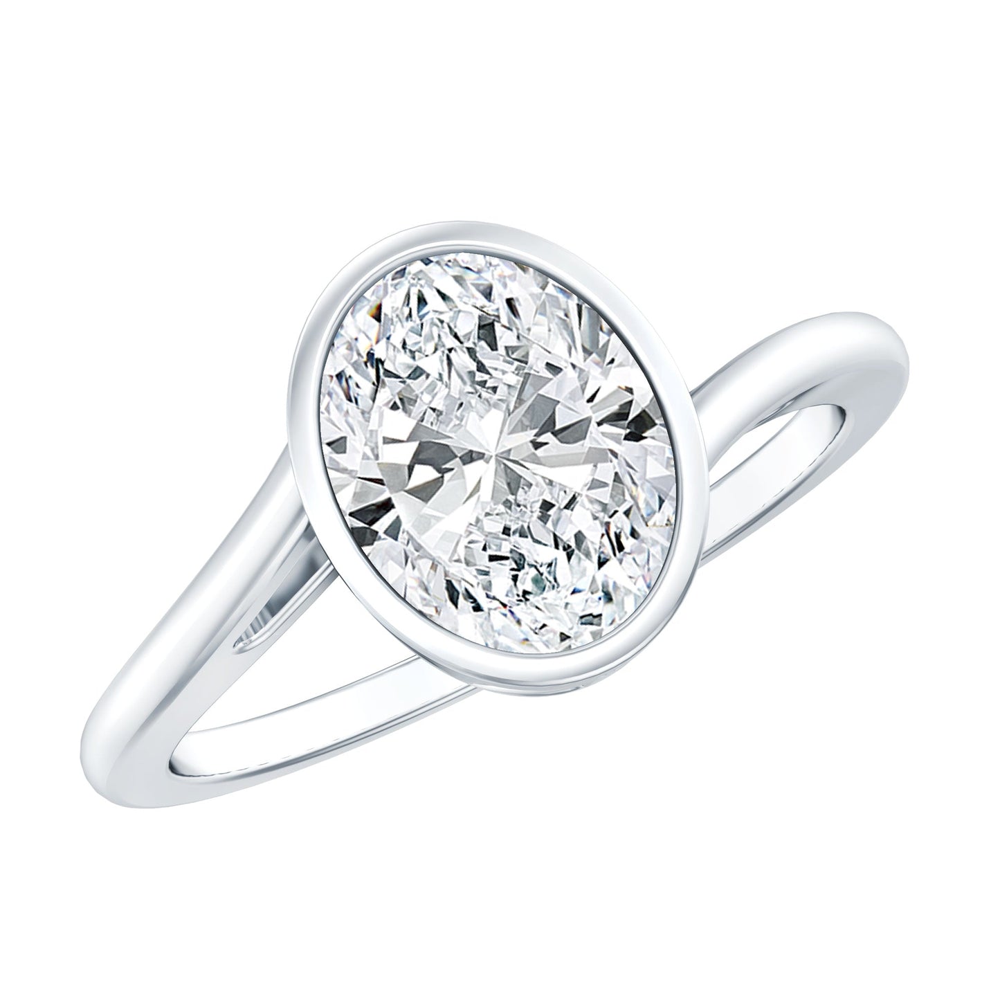 Oval Shape Lab Grown Diamond Solitaire Bypass Ring