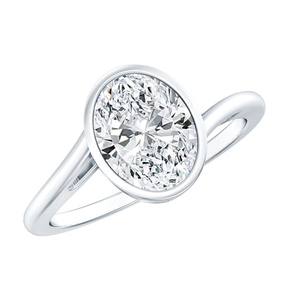 Oval Shape Lab Grown Diamond Solitaire Bypass Ring