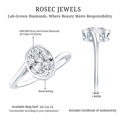 Oval Shape Lab Grown Diamond Solitaire Bypass Ring