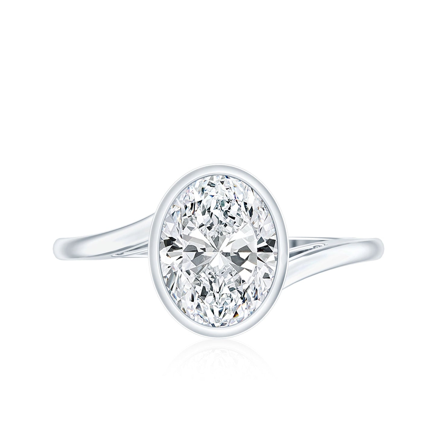 Oval Shape Lab Grown Diamond Solitaire Bypass Ring