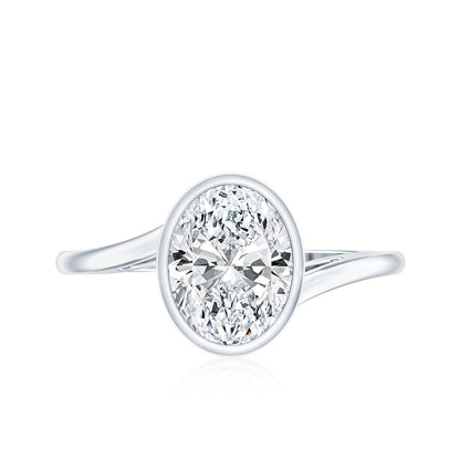 Oval Shape Lab Grown Diamond Solitaire Bypass Ring