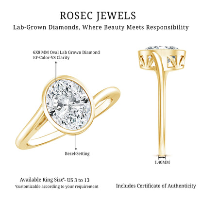Oval Shape Lab Grown Diamond Solitaire Bypass Ring