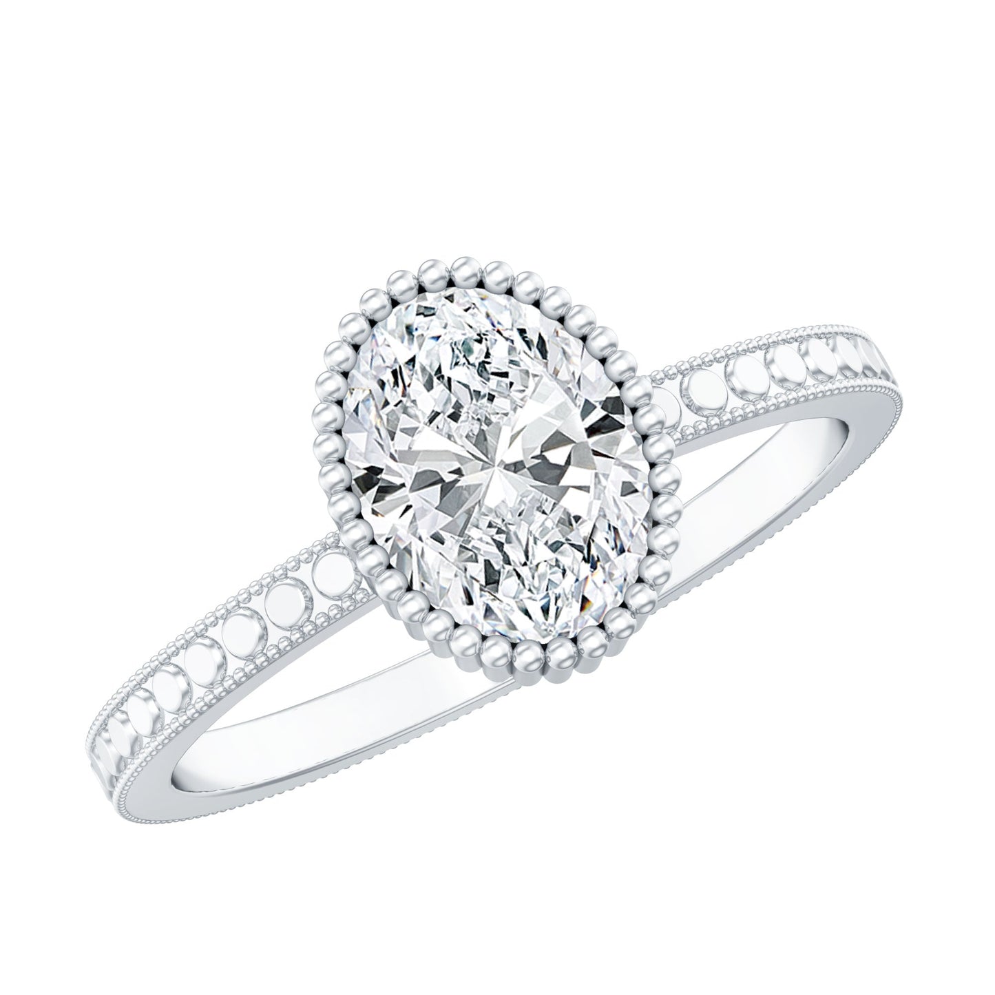 Vintage Style Oval Shape Lab Grown Diamond Solitaire Engagement Ring